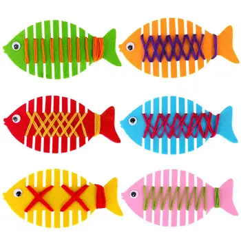 

5Pcs Kids Threading Toy Fish Lacing Thread Weave Handmade Activity Game DIY Kindergarten Kids Educational Toy