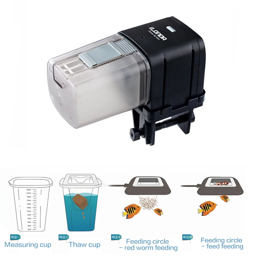 

Intelligent automatic feeding fish tank Aquarium fish food dispenser LCD display timing feeder adjustable automatic feeder
