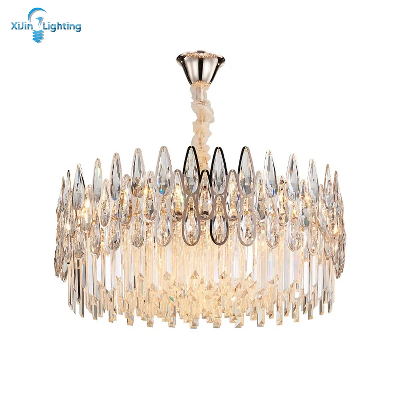 

Modern E14 Holder Light Luxury Lighting Water Droplets Shape Crystal Design Modern Crystal Chandelier Lighting For Living Room