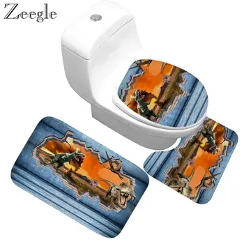 

Zeegle Halloween Bloody Bath Mat Anti Slip Bathroom Mat Set Coral Fleece Floor Bath Mats Washable Bathroom Toilet Rugs