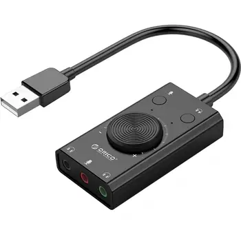 

ORICO SC2 External USB Sound Card Volume Adjustable 3-Port Mic Headphone Audio Card Adapter for PC