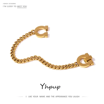 

Yhpup 2020 Stainless Steel Chain Bracelet High Quality 18 k Plated New Design Simple Gold браслеты Jewelry Accessories pulseras