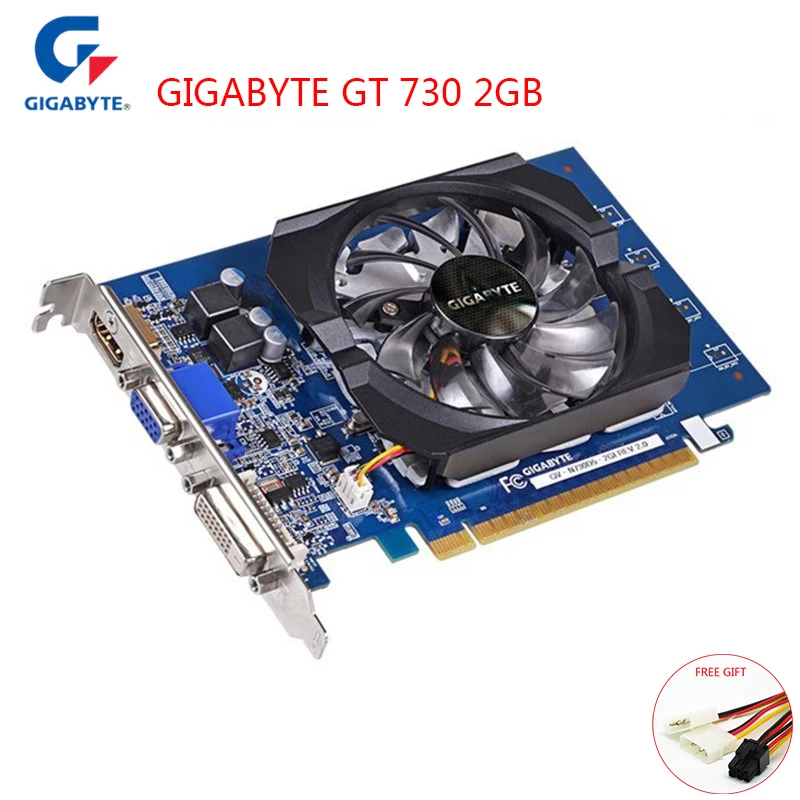 

GIGABYTE Graphics Cards Nvidia Geforce GT730 2GB DDR5 64Bit GDDR5 Gaming PC Video Card for GT 730 HDMI DVI Used VGA Cards