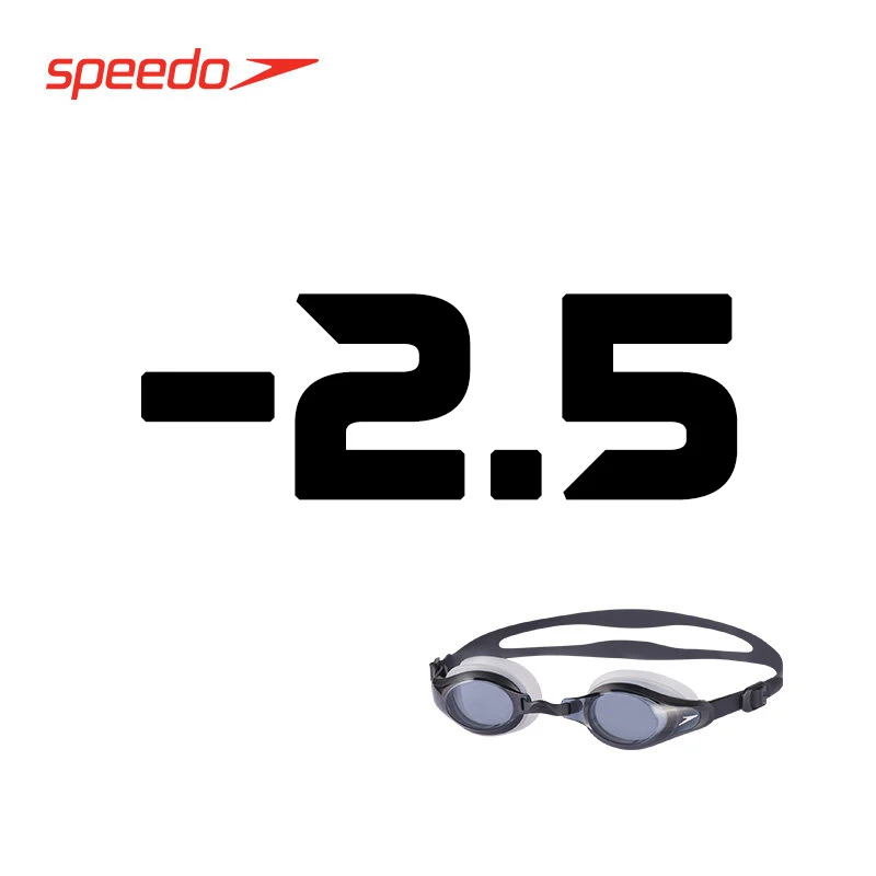 Очки для плавания Speedo, близорукость, очки для плавания, оптические очки, пульс, водонепроницаемые очки для плавания для мужчин и женщин, 150~ 800 градусов - Цвет: Black -2.5 Degree