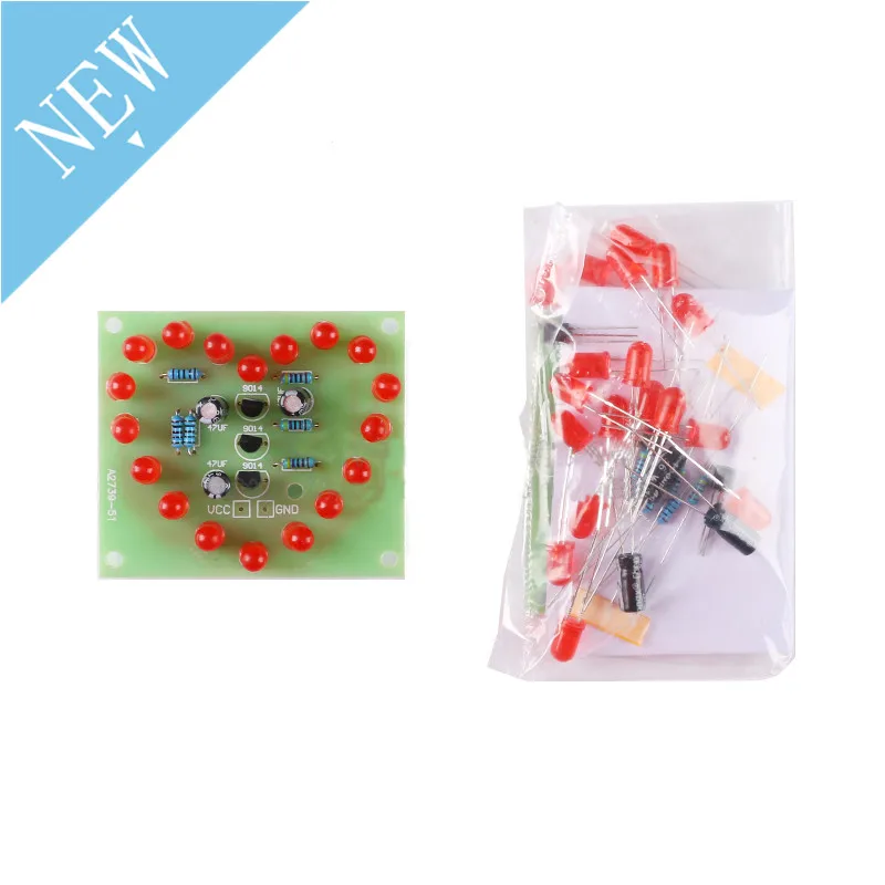 Electronic DIY Kit Heart Shape Breathing Lamp LED Flashing Light Heart-Shaped Components Welding Practice Board | Электроника