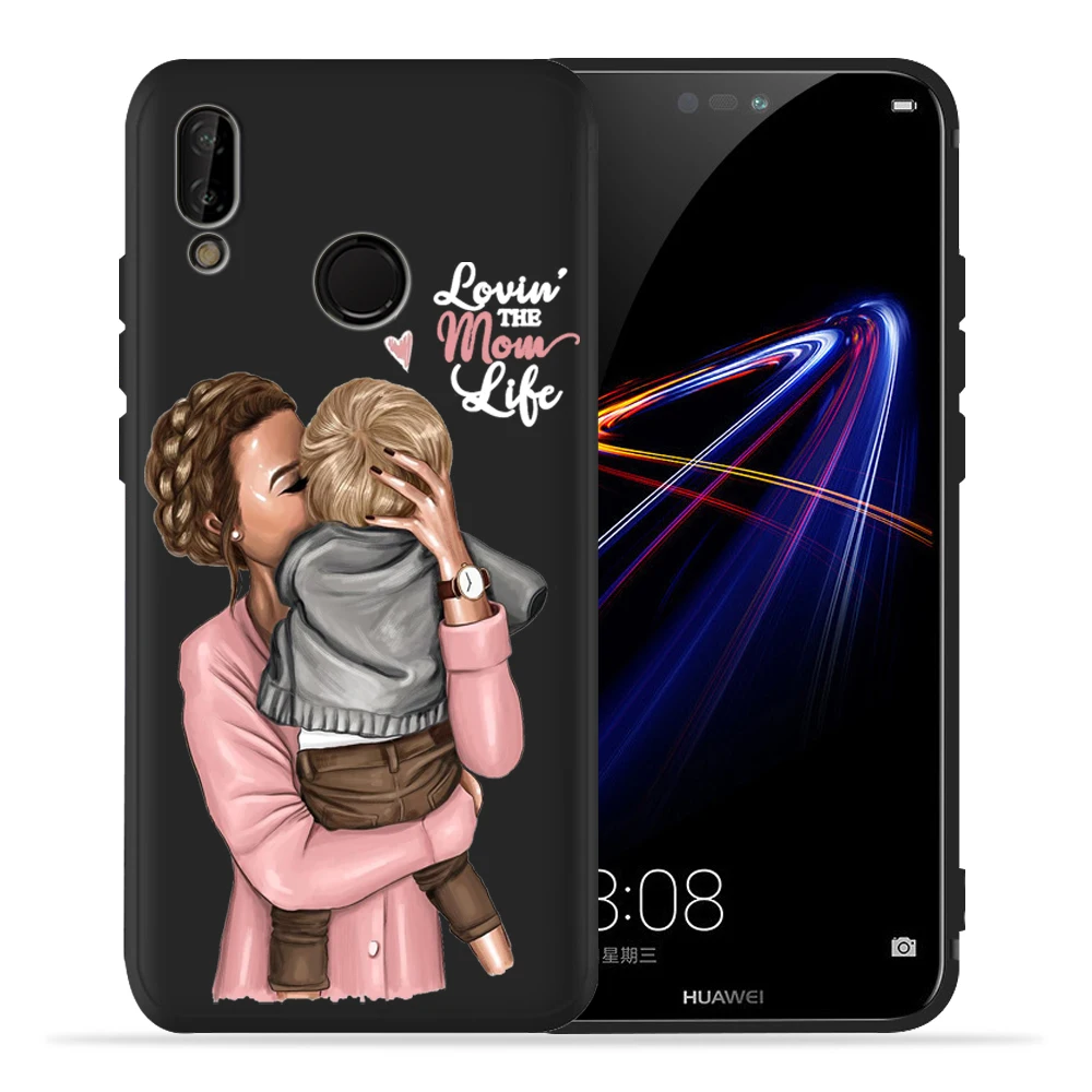 Модный черный чехол для телефона Mam Super Mom Baby Girl Huawei P40 P30 Lite Pro P20 P10 lite Mate 20 мягкий