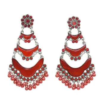 

Bohemian Style Multilayers Acrylic Resin Beads Earrings for Women Gypsy Nepal Indian Big Statement Earring Brincos Party Jewelry