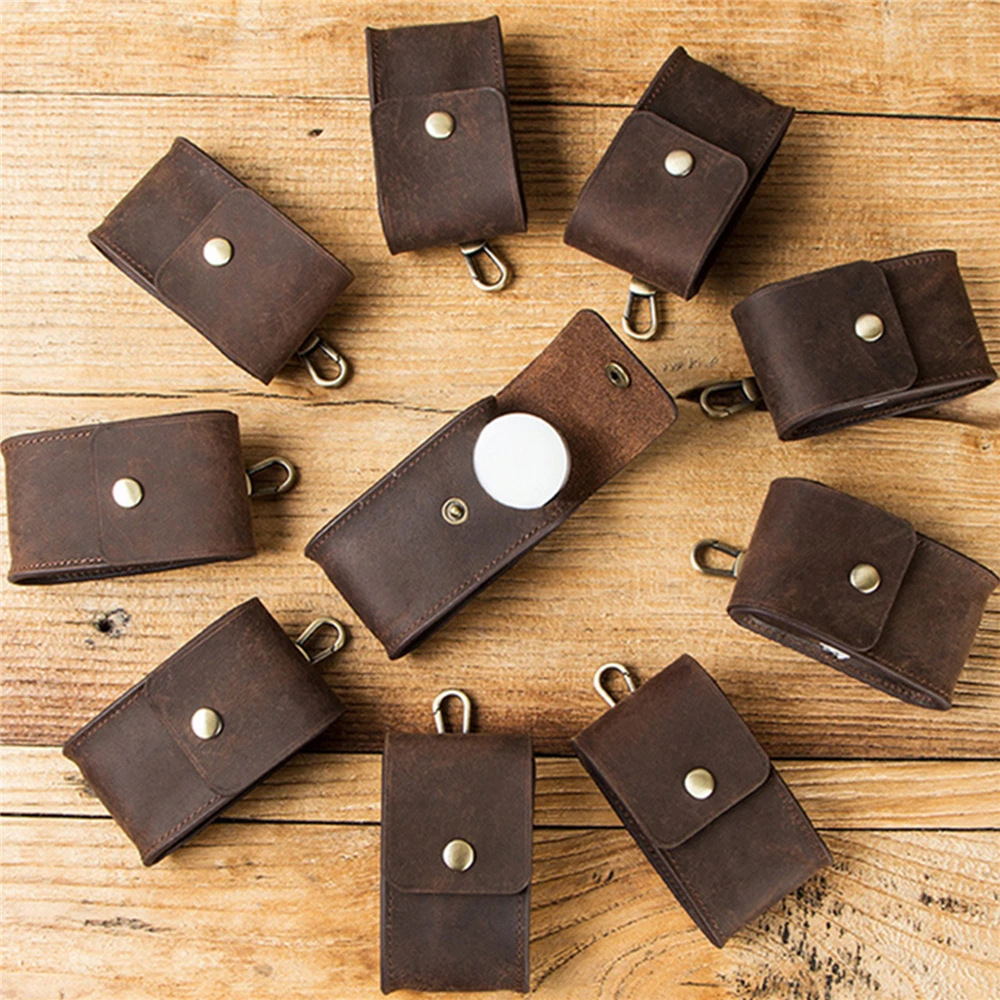 Portable Earphone Case Retro Style Leather Charging Case Protective Cover for Microsoft Surface Earbuds Headphone Storage Bag