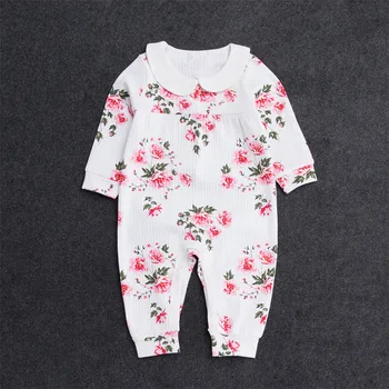 

Pudcoco Autumn Newborn Baby Girl Clothes Long Sleeve Flower Print Cotton Romper Jumpsuit One-Piece Outfit Warm Clothes Autumn