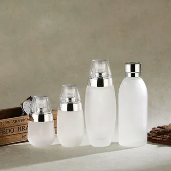 

10pcs Portable Glass White Frosted Travel Bottles Make Up Pump Screw Bottle Refillable Bottles Cosmetic Bottles drop ship