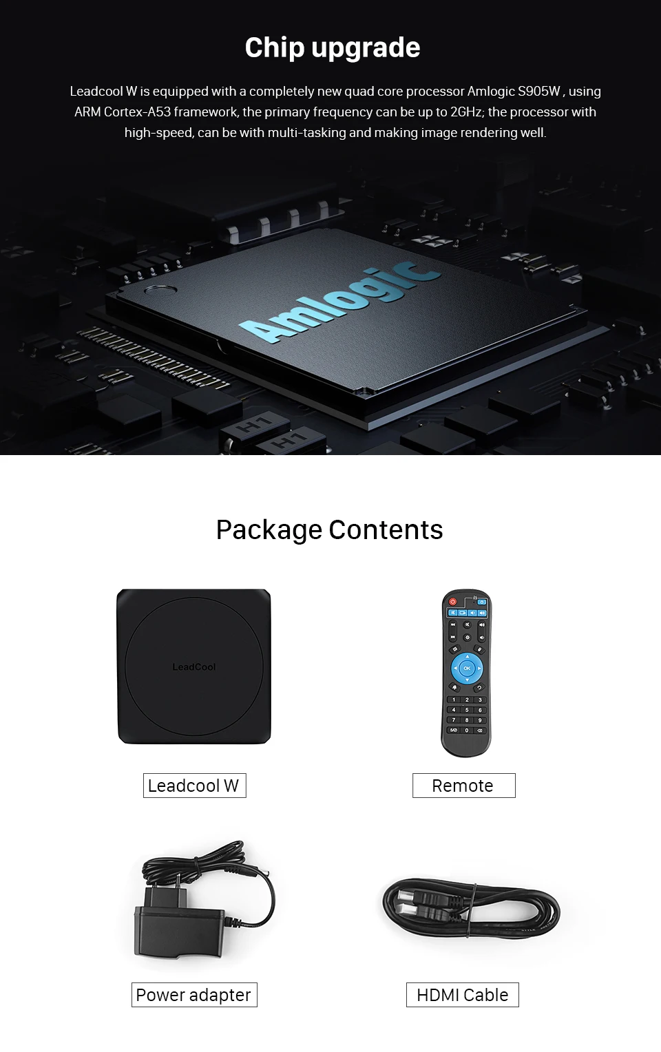 Leadcool Android 7,1 Smart tv BOX 1G 8GB Amlogic S905W четырехъядерный 2,4 ГГц WiFi медиаплеер телеприставка Leadcool приемник