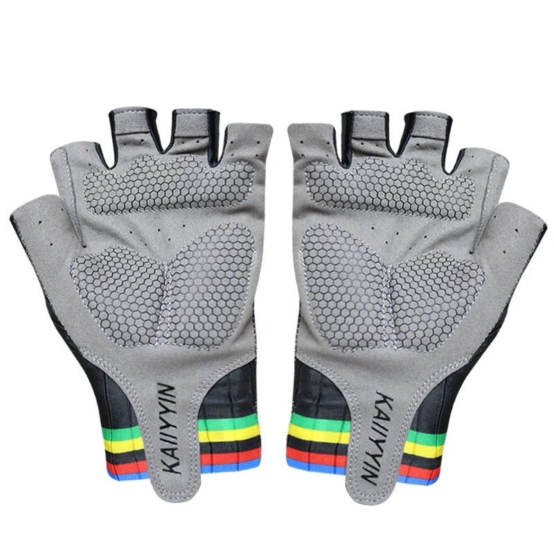 New Cycling Gloves Socks Combination Striped Half-finger Sports Bike Gloves Non-slip Breathable Bicycle Guantes Ciclismo 4