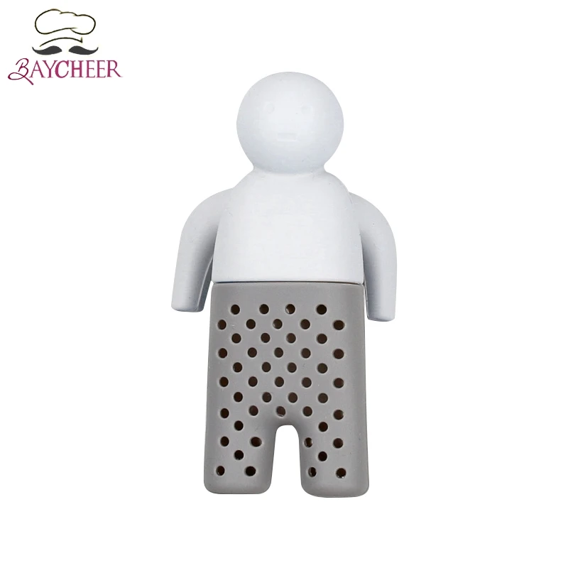

1PCS Silicone Mini Tea Strainer Bathing Man Shape Reusable Safe Loose Leaf Tea Bags Strainer Filter Medicament Spice Diffuse