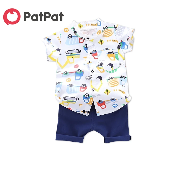 Летняя рубашка с коротким рукавом и однотонные брюки для маленьких мальчиков |