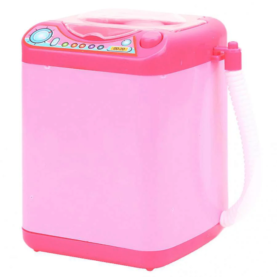 Mini Electric Pink Washing Machine Toys Model Brush Cloth Cleaning Pretend Play Kids Toys Children Furniture Toys Children's Day