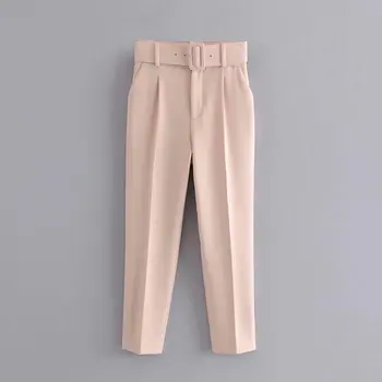 

Office Lady Belted High Waist Pants Pencil Pants Women Causal Black Harem Pants With Sashes Elegant Trousers