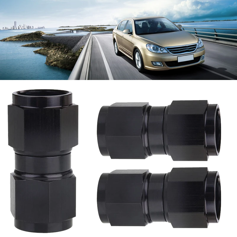 AN-8 Black Fitting Adapter Junction Female To Female Swivel Fitting For Oil Hose