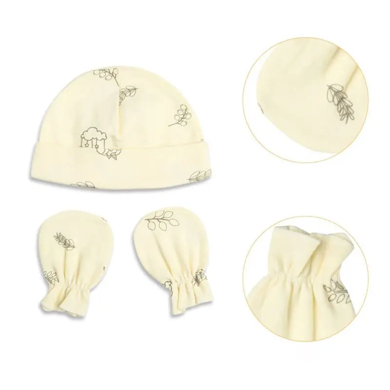 1 комплект, детские перчатки для мальчиков и девочек, унисекс, мягкая хлопковая кепка, перчатки с защитой от царапин, аксессуары для фото новорожденных