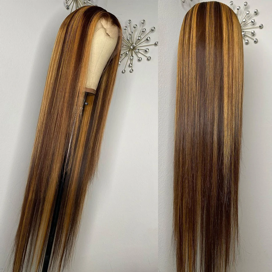 SUPER DEALS! 13x6 13x4 Lace Front Human Hair Wig Highlight Straight Glueless Brazilian Ombre Pre Plucked Virgin 180% Density For Black Women