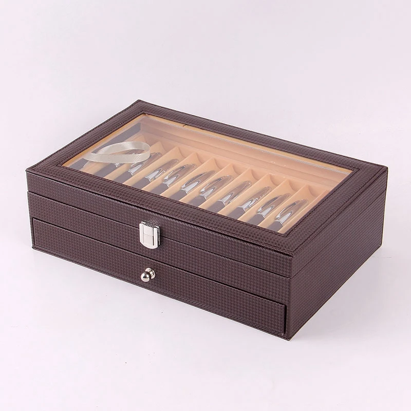 24 Pen Fountain Wood Display Case Holder Wooden Pen Box Storage Collector Organizer Box