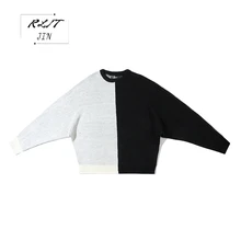 ^#Cheap RLJT.JIN Fashion two-color patchwork casual man bat sleeve sweater Simple casual street mens pullovers Cotton handsome letter ^#Cheap RLJT.JIN Fashion two-color patchwork casual man bat sleeve sweater Simple casual street mens pullovers Cotton handsome letter