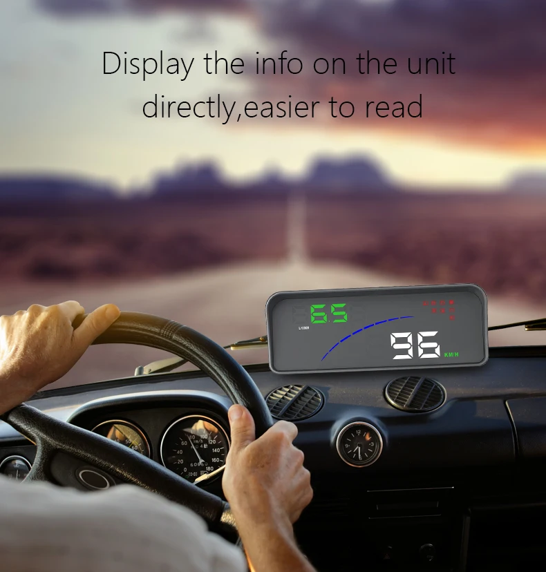 Car HUD OBD2 II Auto Head Up Display Speed Alarm Warning Smart Digital Meter