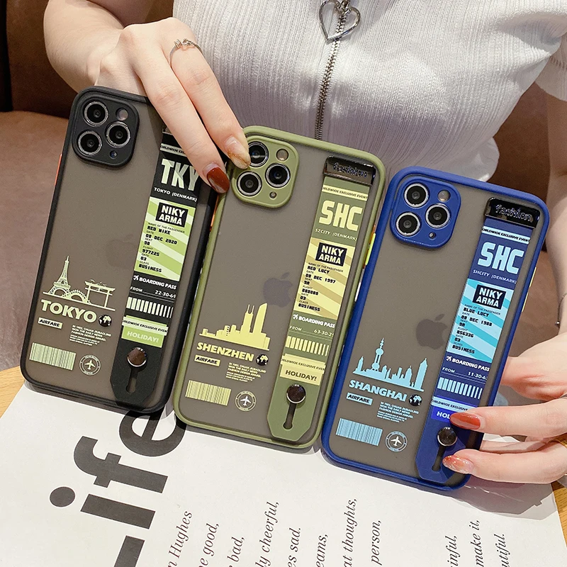Silicon Case Wrist-Bracket City Tokyo Barcode Travel iPhone 11 Luxury 8-Plus cover 