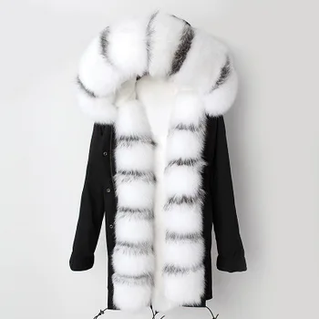 Billig Top Marke Echte Neue Winter Rex Kaninchen Pelz Liner Silber Fuchs Parkas Hohe QualitÀt