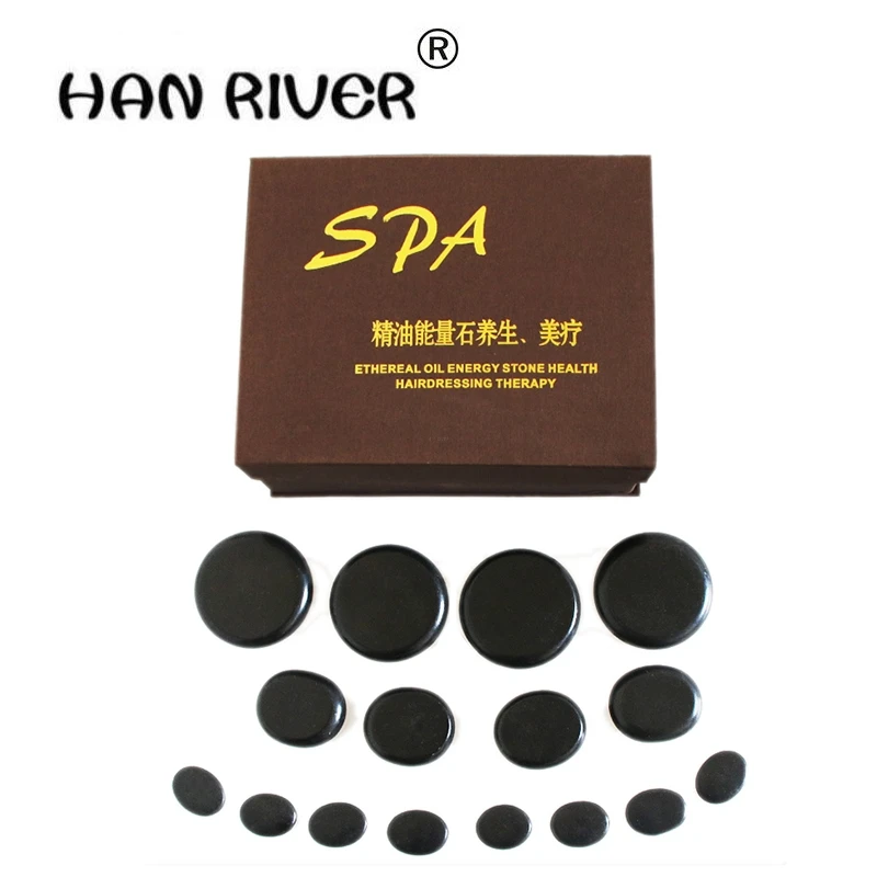 16 Pezzi/Set Lava Natural Energy Massage Stone Set Hot Spa Rock Basalto Stone 16 Pezzi Con Borsa Riscaldante Massaggiatore Per Il Corpo