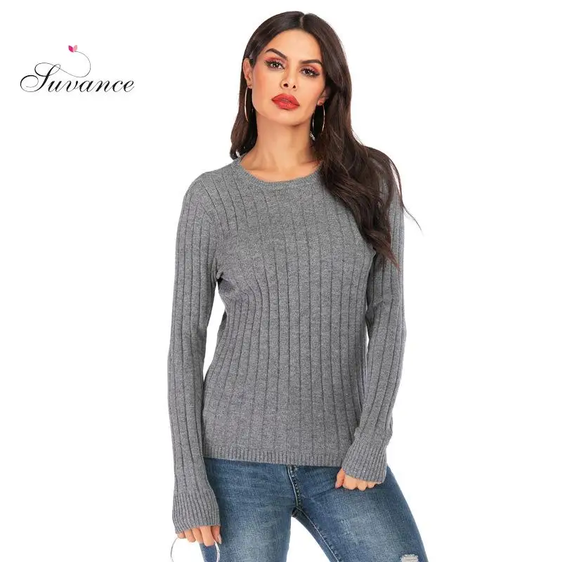 

Suvance 2019 Autumn Winter Office Lady Knitted O Neck 3 Solid Color One Size Sweater Fashion Slim Women Basic Pullover Jl-yh150