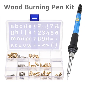 

62pcs/set Art Wood Burning Pen Tools 53 Copper Engraving Heads Tips With 6 Stencil Set Soldering Iron For DIY Wood Embossing