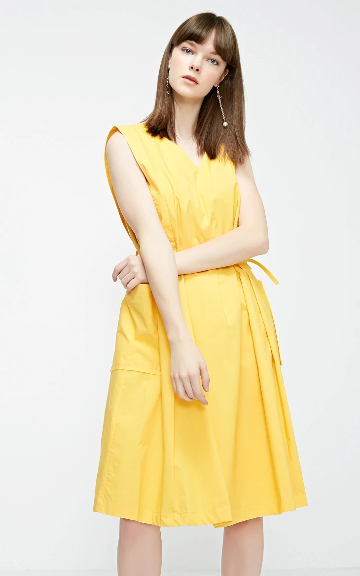 Vero Moda New V-neck Sleeveless Cotton Pure Dress | 31927A502