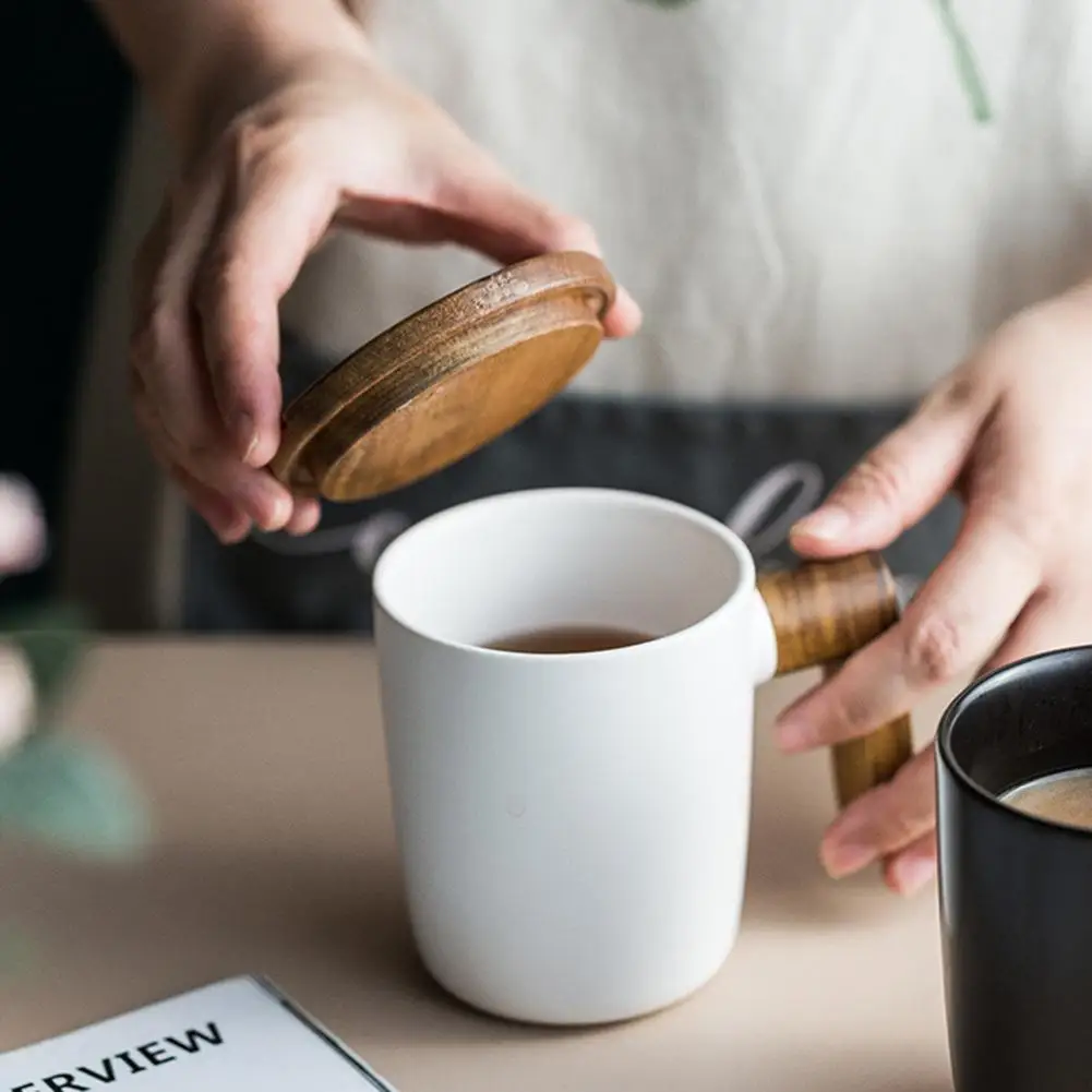 350 мл Классическая кофейная чашка с крышкой деревянная ручка пара кофейных чашек
