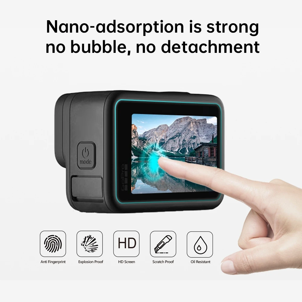 PULUZ Lens + LCD Display For GoPro Hero12 Black / 11 Black /10 Black /9 Black 9H 2.5D Tempered Glass Film