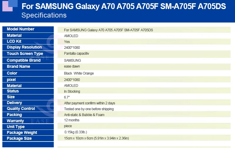 Для SAMSUNG Galaxy A70 A705 A705F ЖК-дисплей AMOLED экран+ сенсорная панель дигитайзер сборка для SAMSUNG дисплей