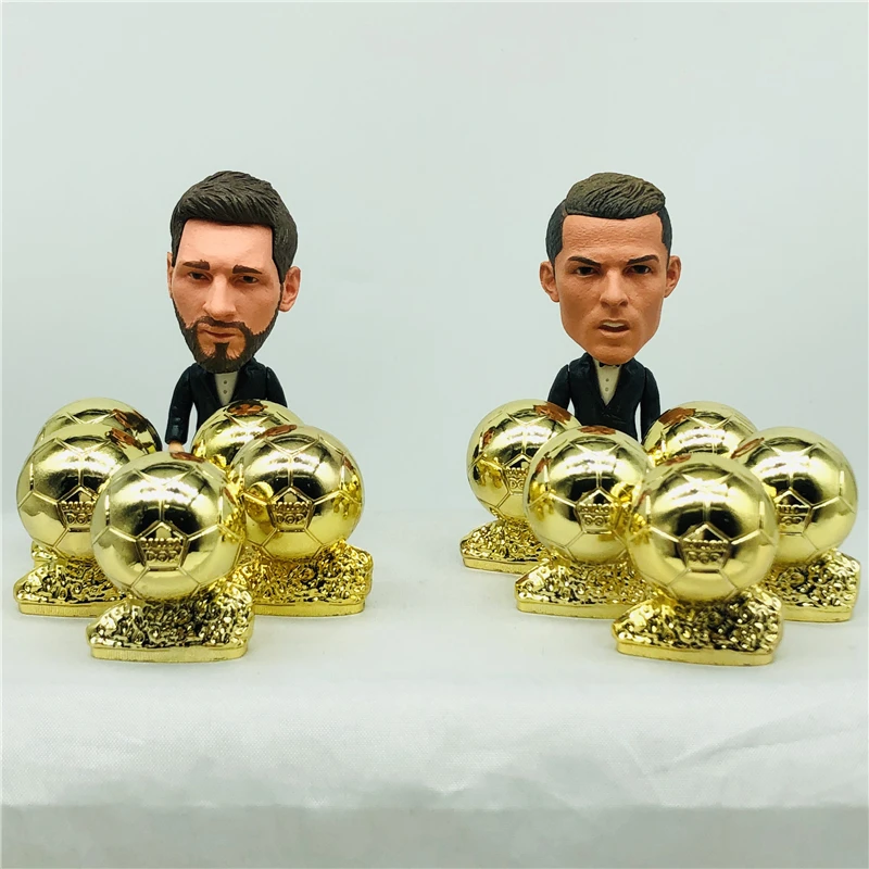 Soccerwe 3cm Height Soccer Doll Metal Champion Trophy Set Football Figures Gold Color Football Best Player Winner Figurines luvabella doll