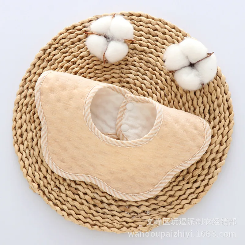 Newborn  Baby Color Cotton Simple Cotton Warm Saliva Towel Bib 360 Degree Baby Petal Bib Male and Female Baby Feeding Apron Bib