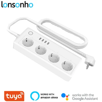 

Lonsonho Tuya Multi Wifi Smart Power Strip Extension Socket USB EU UK US Plug 16A Home Automation Works With Alexa Google Home
