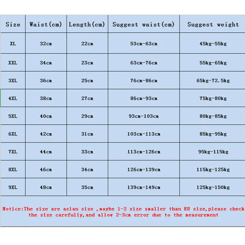 大码内裤尺码表11