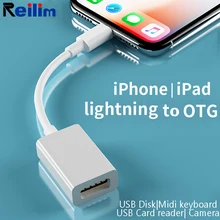 OTG адаптер для lightning-USB адаптер для iPhone 7 8 X Комплект для подключения камеры конвертер для iPad iOS 12 13 подключение миди пианино