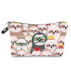Makeup Bag Sloth Cartoon Pattern Cosmetic Bag Vintage Floral Makeup Pouch Cute Bag Make Up Storage Gift for Mom