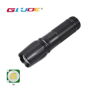 

GIJOE led tactical flashlight T6 torch zoomable 5 modes waterproof use 3*AAA/1*18650 battery rechargeable aluminum alloy shell