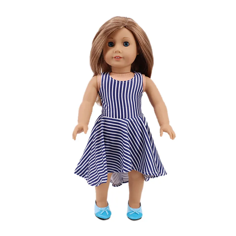 For 18 Inch American Doll Girls & 43 Cm New Born Baby Items,Doll Dress T-shirt + Jeans/Dress,Dolls Accessories For Clothes,Shoes 16