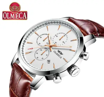 

OLMECA Men's Watch Luxury Fashion Casual Dial Stainless Leather Wrist Watches Business Watch luminous function Health Watch