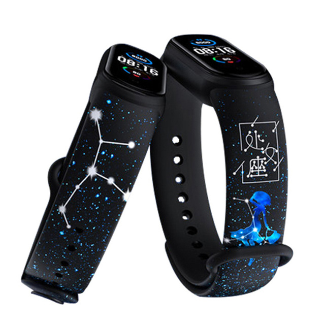 Starry Printed Strap for Xiaomi Mi Band 6 5 4 3 NFC Sport Wristband Silicone Bracelet Mi Watch Replacement Belt