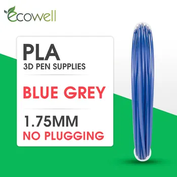 

Ecowell PLA Filament 3D Printing Material 1.75mm *5M 3D pen filament 3D PEN supplies Blue Grey apply to 3d pen 3d pen printer