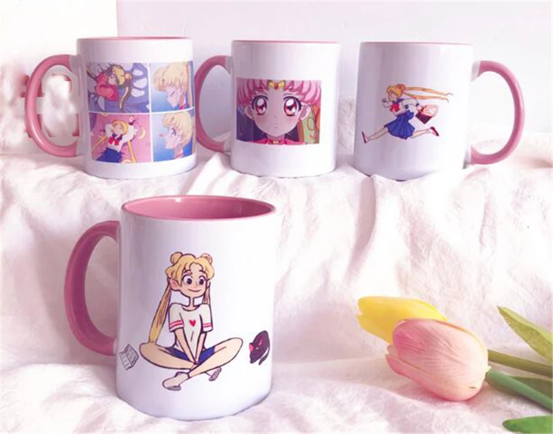 Милый мультфильм Сейлор Мун Аниме белая керамическая кофейная кружка для чая молока Kawaii кружка для женщин девушка украшения, рождественские подарки