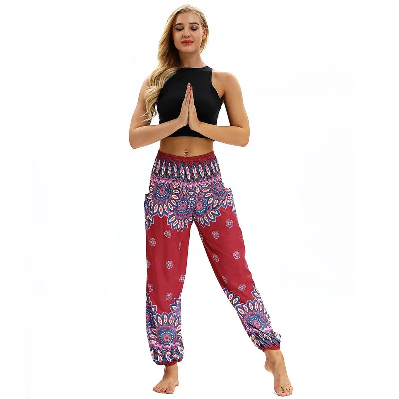 Богемные индийские штаны для йоги, этнический стиль, широкие штаны, индийские штаны с большой промежностью, женские штаны для танца живота, мандала, хиппи, бохо - Цвет: yci 024