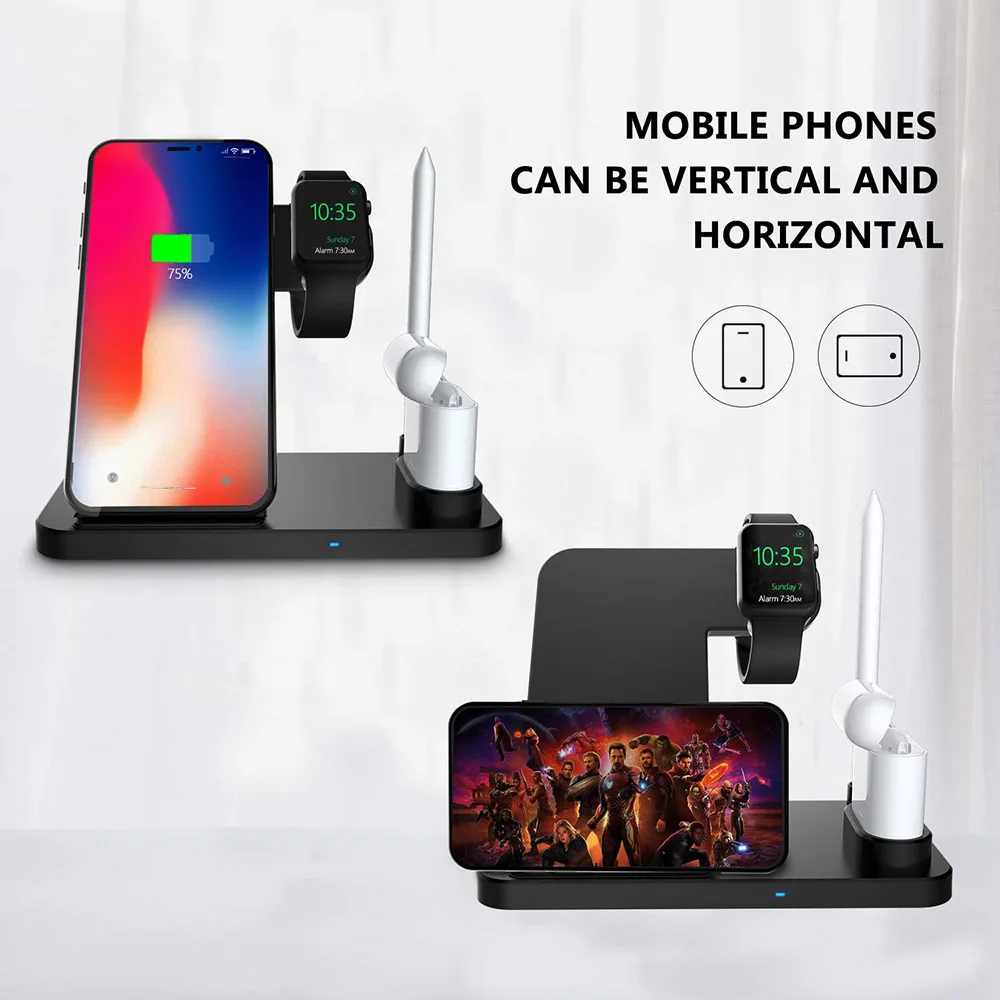  4 in 1 10W Wireless Charger Dock Station Fast Charging For iPhone 11 XR XS X 8 Apple Watch 5 4 3 Ai