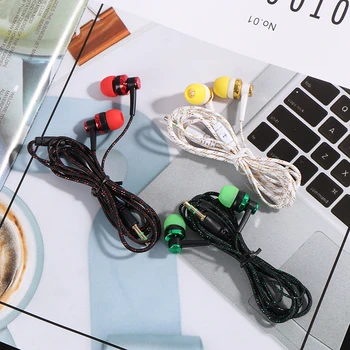 

Wired Earphone Brand New Stereo In-Ear 3.5mm Nylon Weave Cable Earphone Headset With Mic For Laptop Smartphone